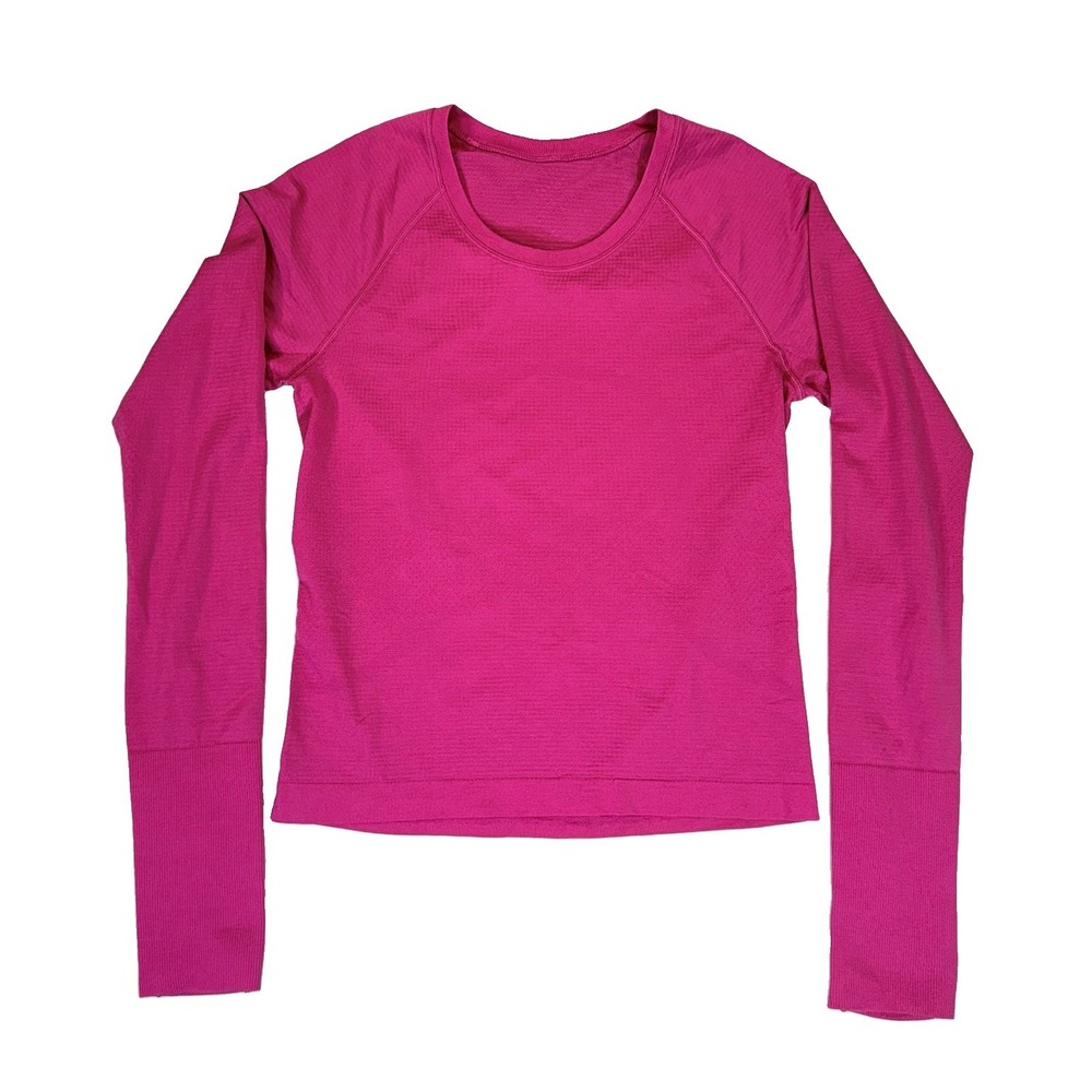 Lululemon Swiftly Tech Long Sleeve Shirt Size 6 Pink Waist Length Excellent